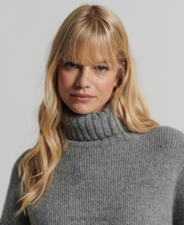 Superdry femmes studios pull épais à col roulé D64Z4014 vêtements gris clair
