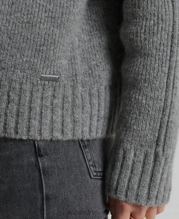 Superdry femmes studios pull épais à col roulé D64Z4014 vêtements gris clair