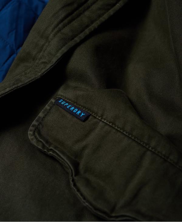 Superdry femmes Parka en fausse fourrure couleur faucon D64Z3862 vêtements kaki