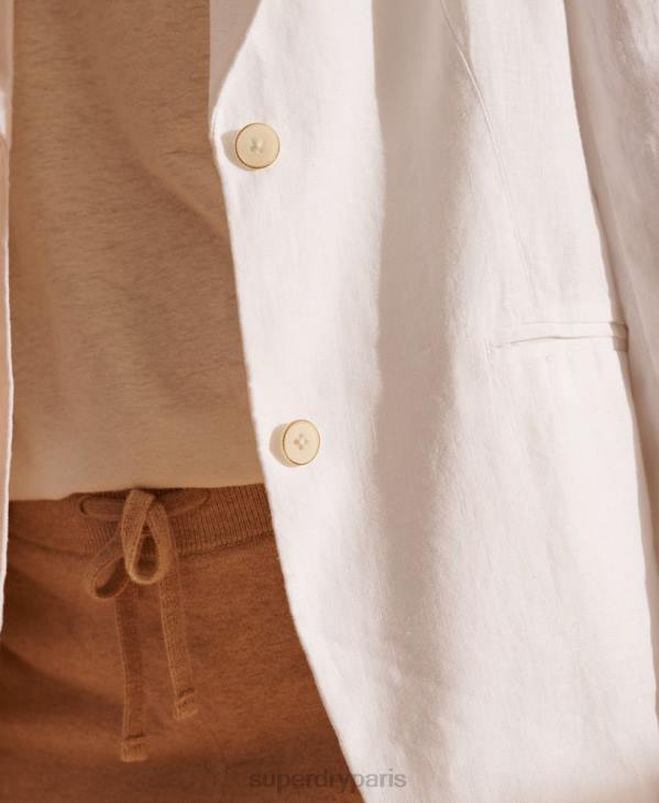 Superdry femmes blazer en chanvre édition limitée D64Z5540 vêtements blanc