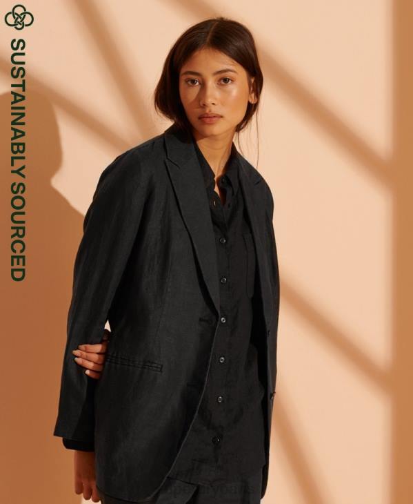 Superdry femmes blazer en chanvre édition limitée D64Z5541 vêtements noir