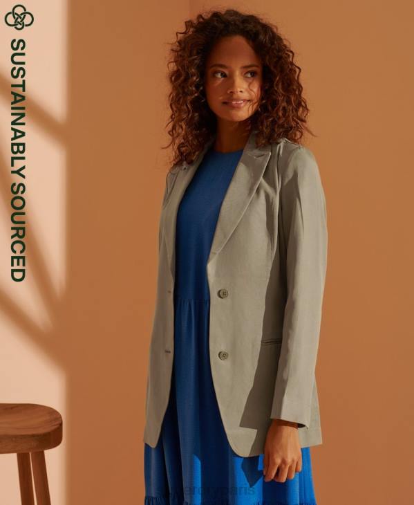 Superdry femmes blazer en tencel édition limitée D64Z5531 vêtements beige