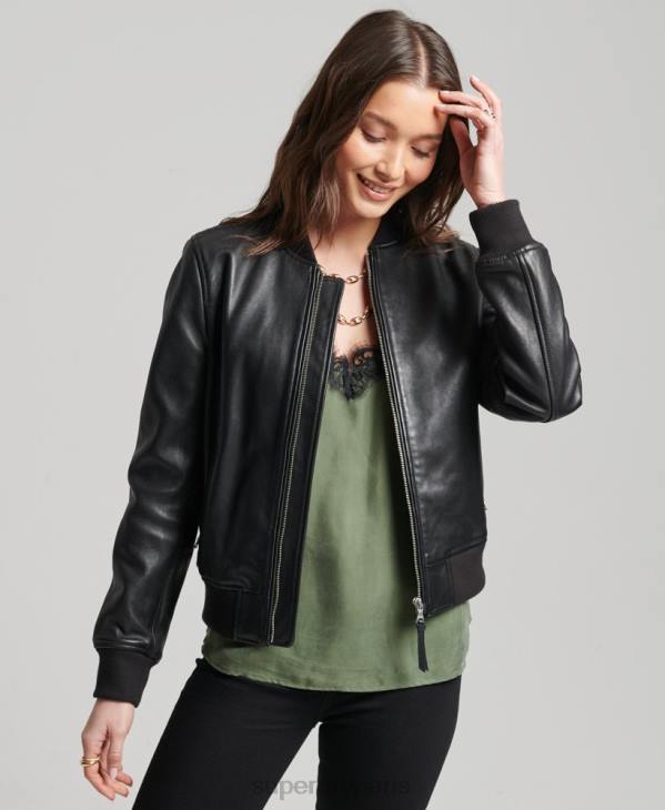 Superdry femmes blouson aviateur de vol studio en cuir D64Z3838 vêtements noir