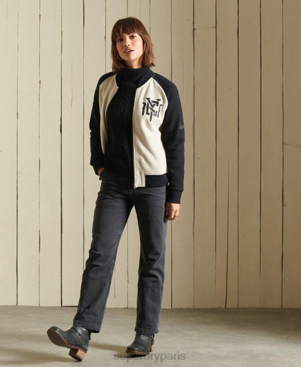 Superdry femmes blouson aviateur en jersey crossing lines D64Z5825 vêtements gris clair