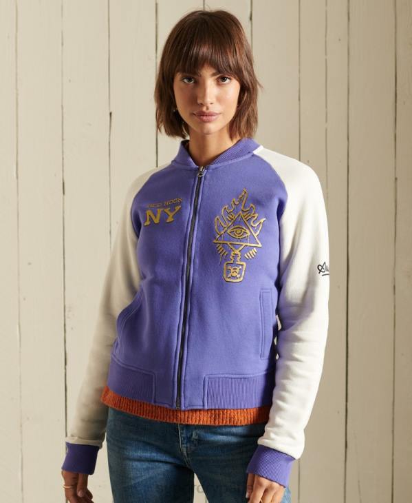 Superdry femmes blouson aviateur en jersey crossing lines D64Z5826 vêtements violet