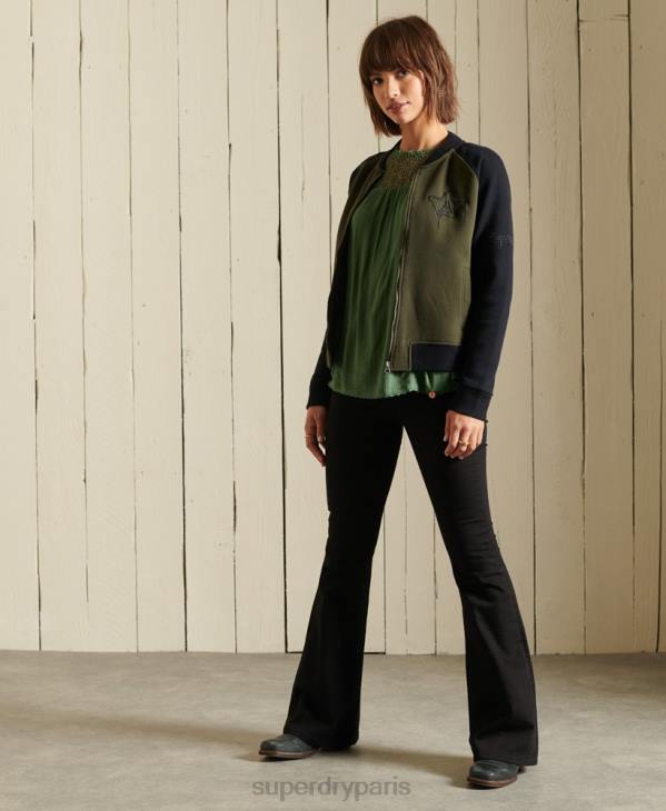 Superdry femmes blouson aviateur en jersey crossing lines D64Z5827 vêtements vert
