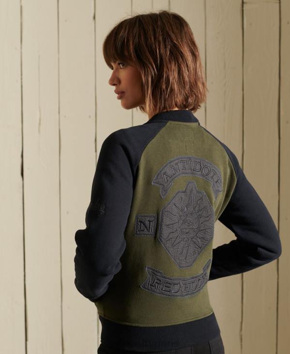 Superdry femmes blouson aviateur en jersey crossing lines D64Z5827 vêtements vert