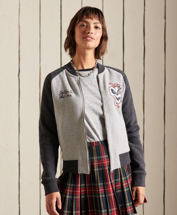 Superdry femmes blouson aviateur en jersey crossing lines D64Z5839 vêtements gris