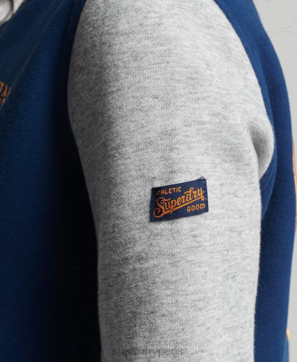 Superdry femmes blouson aviateur en jersey de baseball collégial vintage D64Z5751 vêtements marine