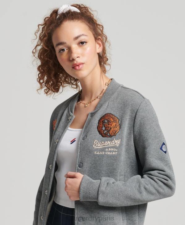 Superdry femmes blouson aviateur en jersey universitaire D64Z5881 vêtements gris