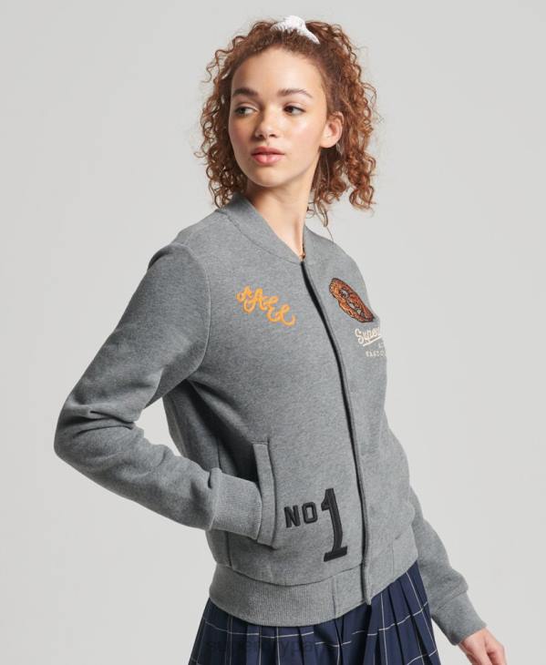 Superdry femmes blouson aviateur en jersey universitaire D64Z5881 vêtements gris