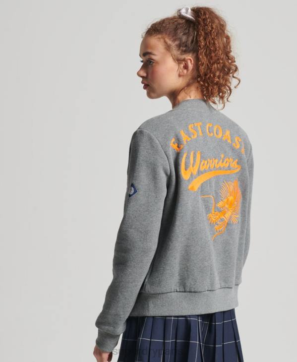 Superdry femmes blouson aviateur en jersey universitaire D64Z5881 vêtements gris