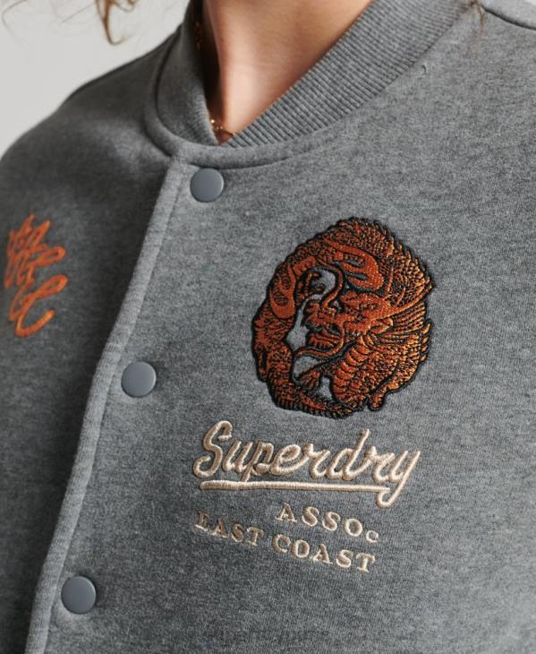 Superdry femmes blouson aviateur en jersey universitaire D64Z5881 vêtements gris