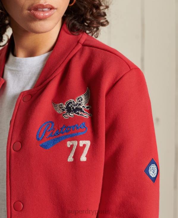 Superdry femmes blouson aviateur en jersey universitaire D64Z6003 vêtements rouge