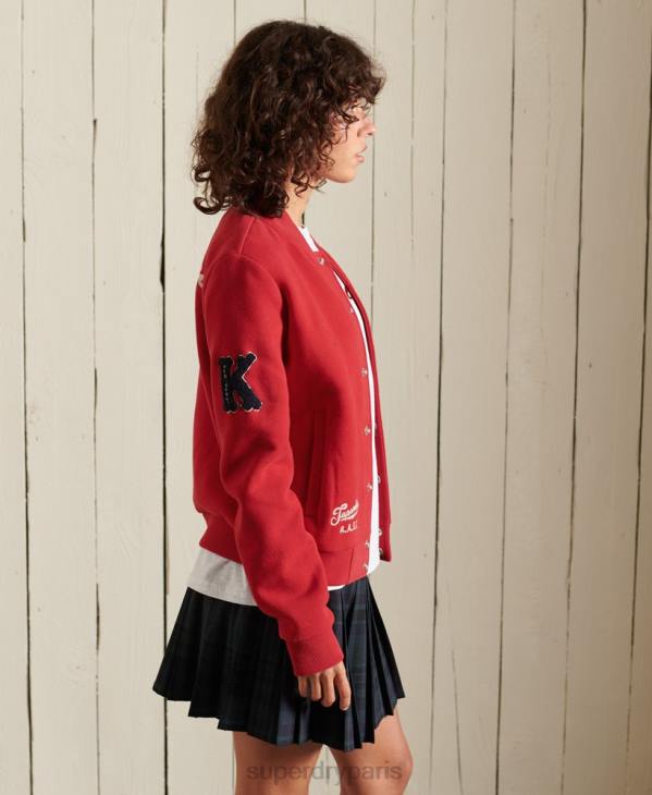 Superdry femmes blouson aviateur en jersey universitaire D64Z6003 vêtements rouge
