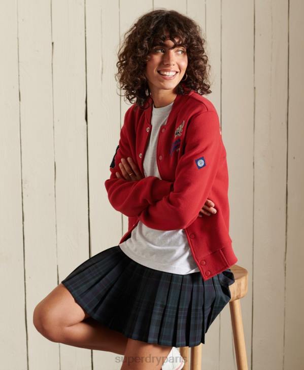 Superdry femmes blouson aviateur en jersey universitaire D64Z6003 vêtements rouge