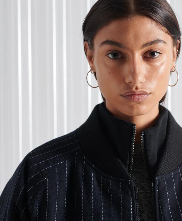 Superdry femmes blouson aviateur à fines rayures sdx en édition limitée D64Z5536 vêtements marine