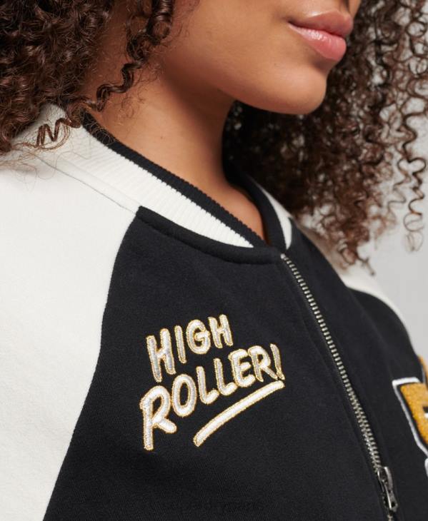 Superdry femmes blouson aviateur à inscription collégiale D64Z3609 vêtements noir
