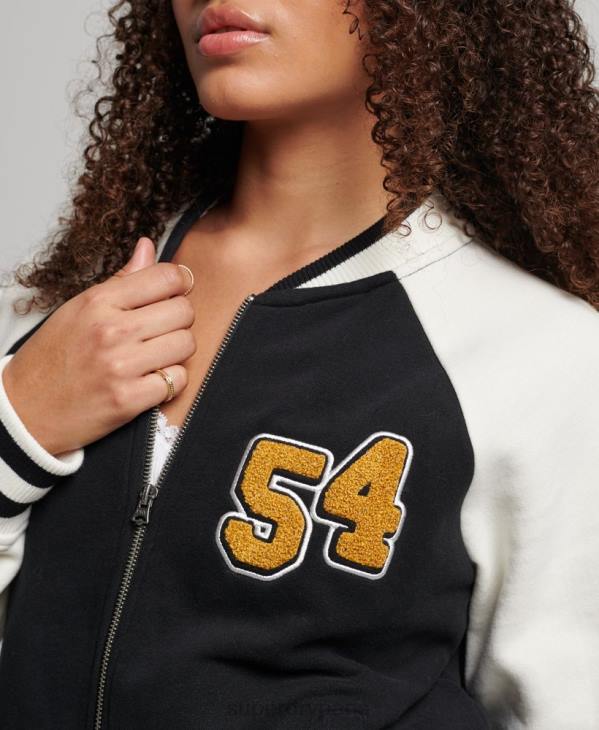 Superdry femmes blouson aviateur à inscription collégiale D64Z3609 vêtements noir