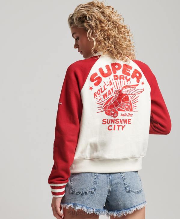 Superdry femmes blouson aviateur à inscription collégiale D64Z3610 vêtements blanc
