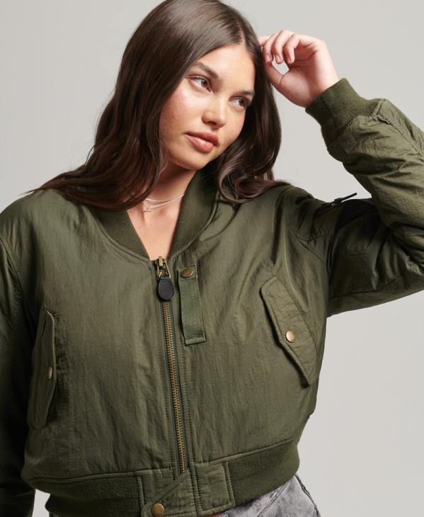 Superdry femmes blouson aviateur militaire ma1 D64Z5569 vêtements kaki