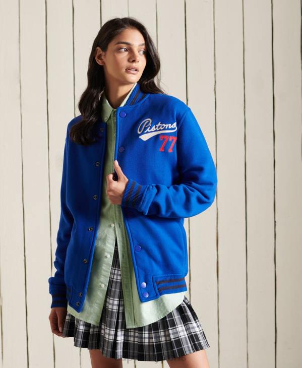Superdry femmes blouson aviateur oversize en jersey universitaire D64Z5895 vêtements bleu