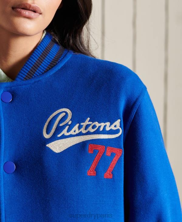 Superdry femmes blouson aviateur oversize en jersey universitaire D64Z5895 vêtements bleu