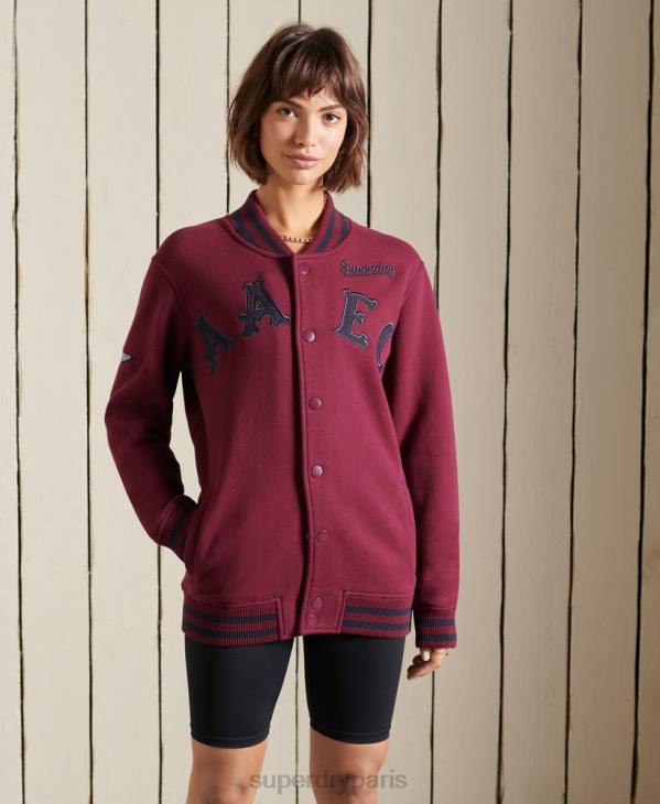 Superdry femmes blouson aviateur oversize en jersey universitaire D64Z5922 vêtements violet