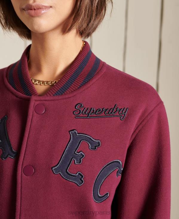 Superdry femmes blouson aviateur oversize en jersey universitaire D64Z5922 vêtements violet