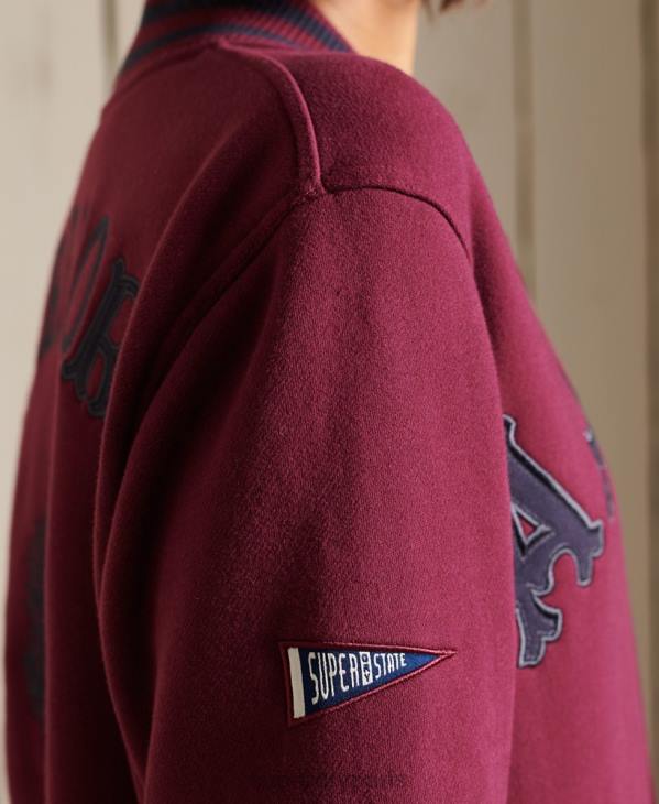 Superdry femmes blouson aviateur oversize en jersey universitaire D64Z5922 vêtements violet