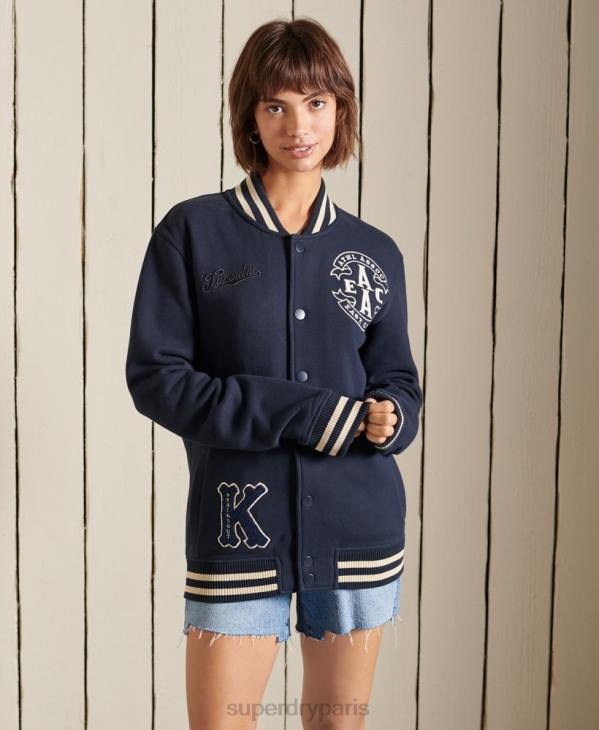 Superdry femmes blouson aviateur oversize en jersey universitaire D64Z6026 vêtements marine