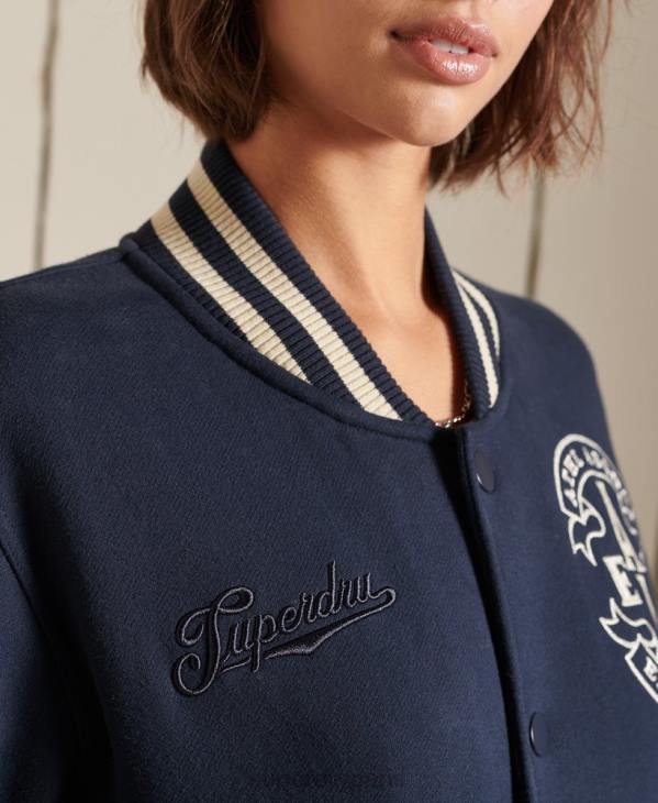 Superdry femmes blouson aviateur oversize en jersey universitaire D64Z6026 vêtements marine