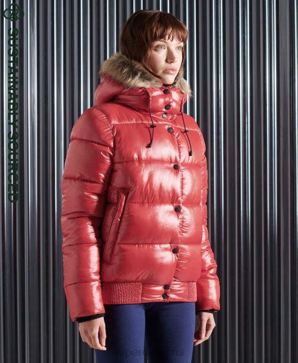 Superdry femmes blouson aviateur toy ultra brillant D64Z5739 vêtements rouge