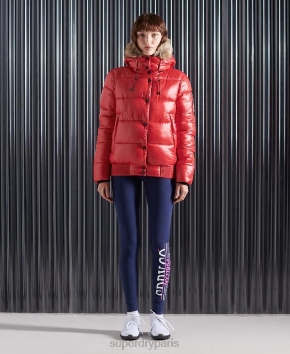 Superdry femmes blouson aviateur toy ultra brillant D64Z5739 vêtements rouge