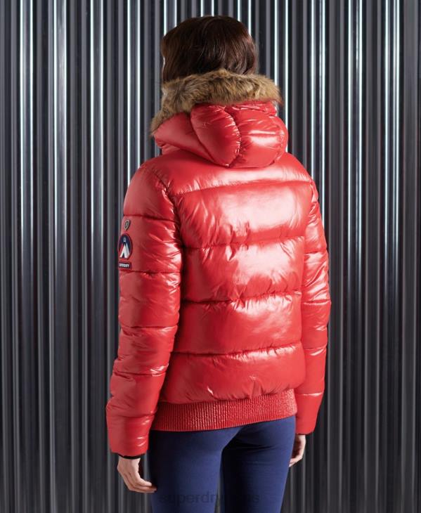 Superdry femmes blouson aviateur toy ultra brillant D64Z5739 vêtements rouge