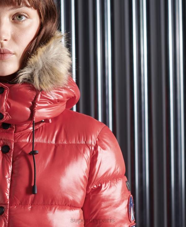 Superdry femmes blouson aviateur toy ultra brillant D64Z5739 vêtements rouge