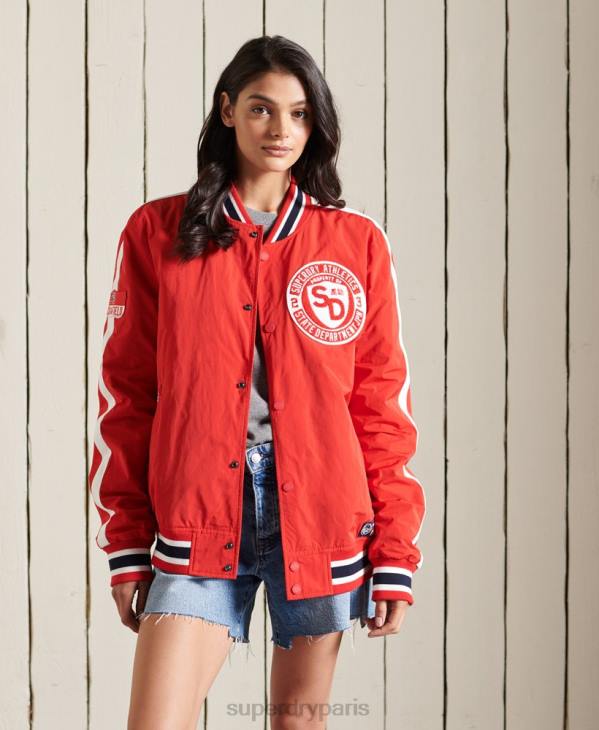 Superdry femmes blouson aviateur universitaire oversize D64Z3842 vêtements rouge