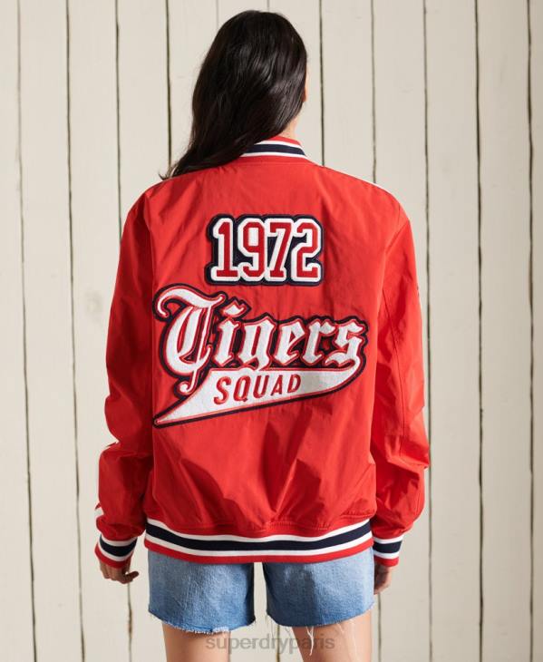 Superdry femmes blouson aviateur universitaire oversize D64Z3842 vêtements rouge