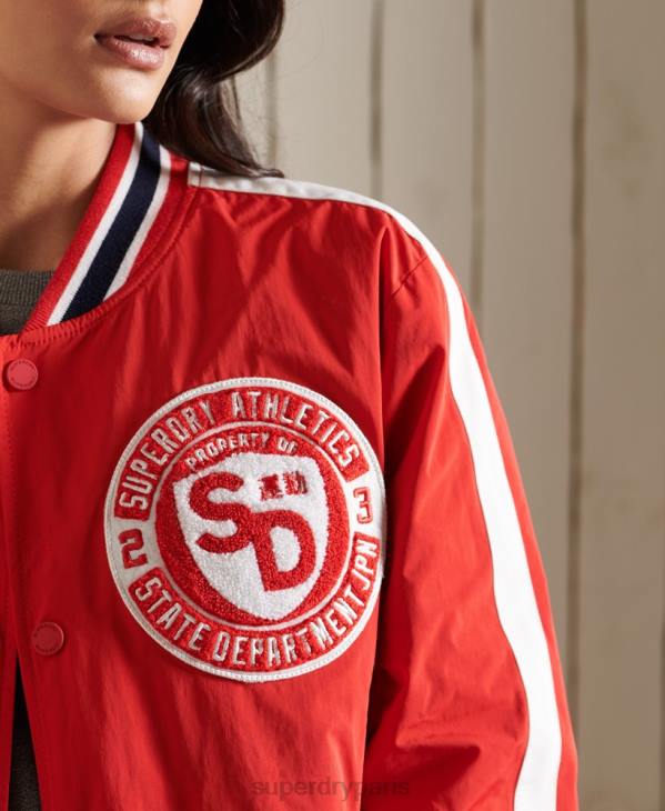 Superdry femmes blouson aviateur universitaire oversize D64Z3842 vêtements rouge