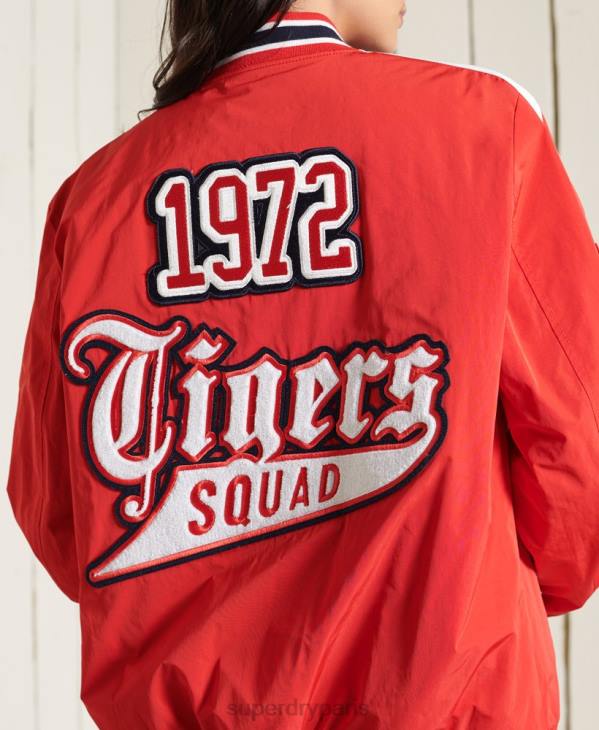 Superdry femmes blouson aviateur universitaire oversize D64Z3842 vêtements rouge