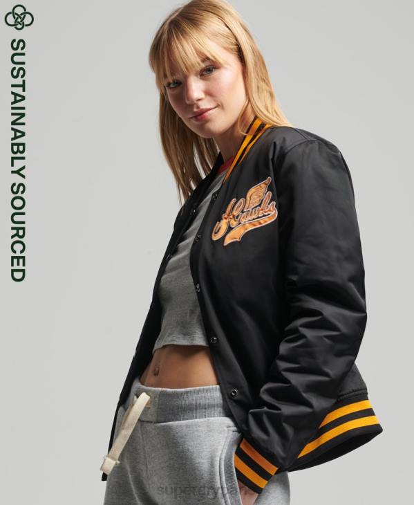 Superdry femmes blouson aviateur universitaire vintage D64Z5492 vêtements noir