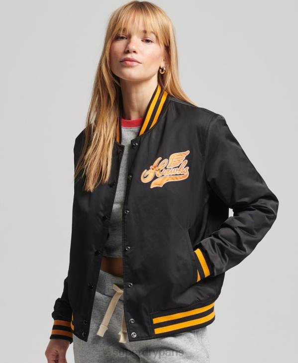 Superdry femmes blouson aviateur universitaire vintage D64Z5492 vêtements noir