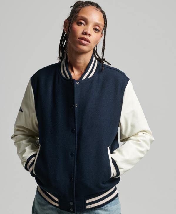 Superdry femmes blouson universitaire universitaire D64Z3784 vêtements marine