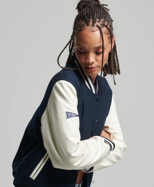 Superdry femmes blouson universitaire universitaire D64Z3784 vêtements marine