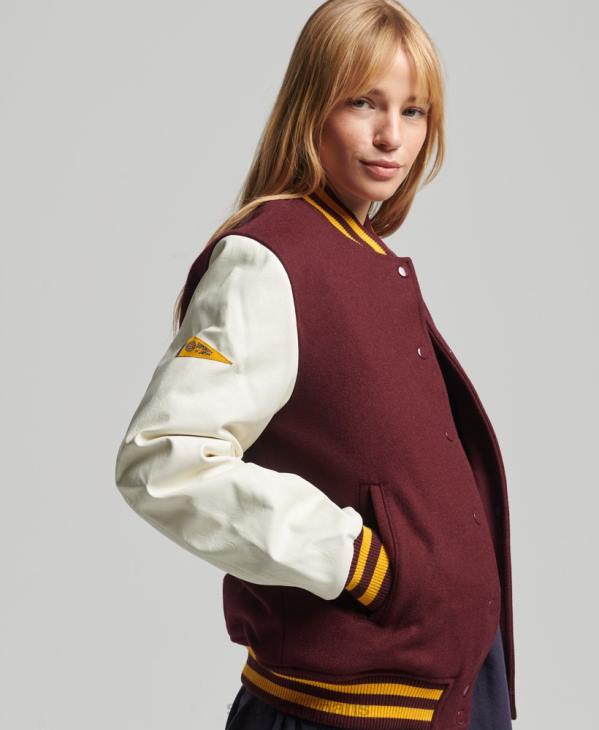 Superdry femmes blouson universitaire universitaire D64Z5419 vêtements rouge