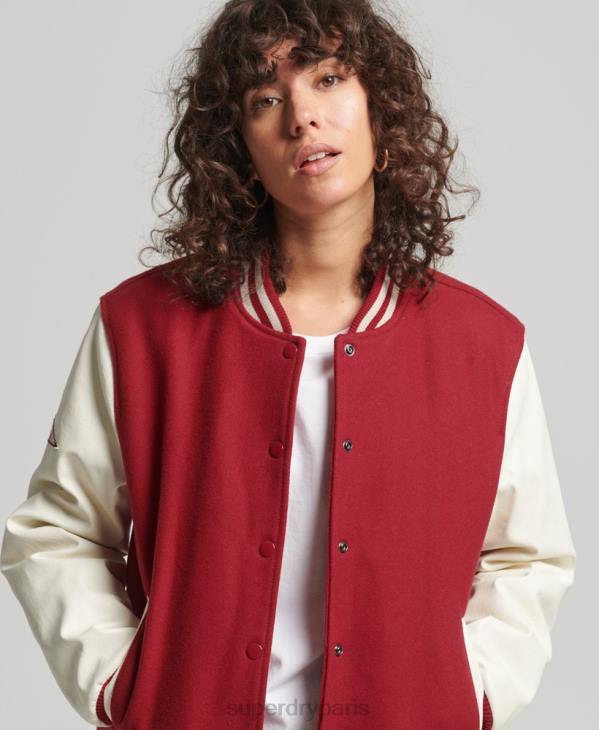 Superdry femmes blouson universitaire universitaire D64Z5427 vêtements rouge
