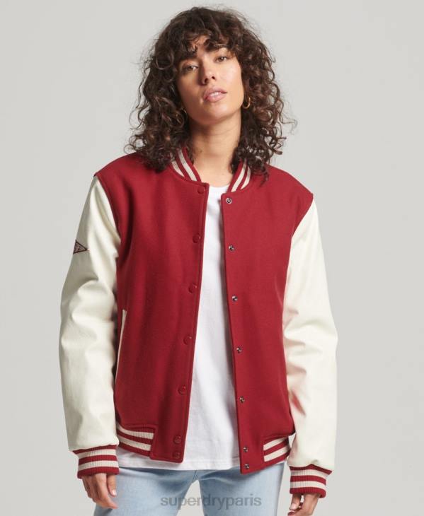 Superdry femmes blouson universitaire universitaire D64Z5427 vêtements rouge