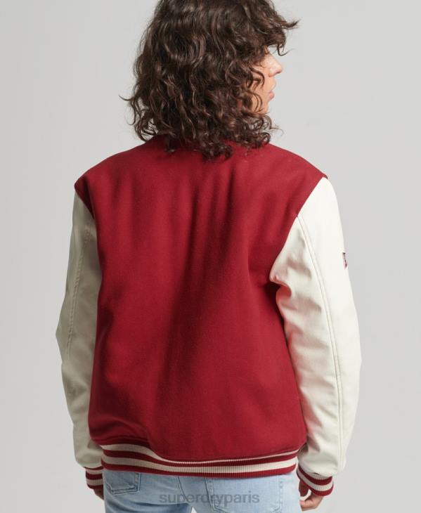 Superdry femmes blouson universitaire universitaire D64Z5427 vêtements rouge