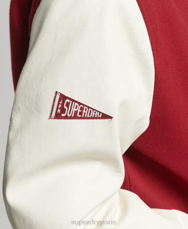 Superdry femmes blouson universitaire universitaire D64Z5427 vêtements rouge
