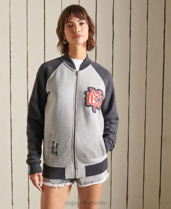 Superdry femmes blousons vintage oversize en jersey D64Z6039 vêtements gris